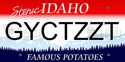 GYCTZZT Idaho License Plate