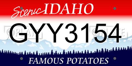 GYY3154 Idaho License Plate