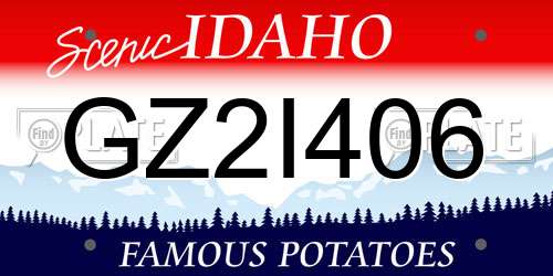 GZ2I406 Idaho License Plate