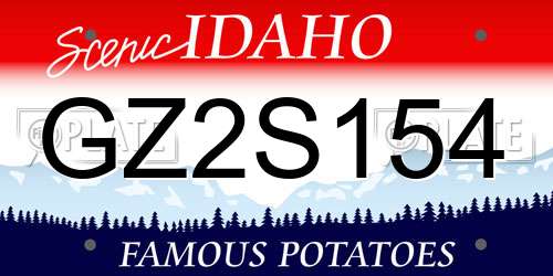 GZ2S154 Idaho License Plate