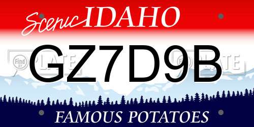GZ7D9B Idaho License Plate