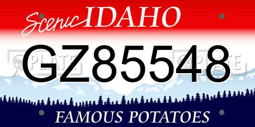 GZ85548 Idaho License Plate