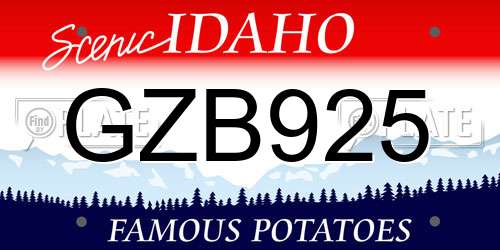 GZB925 Idaho License Plate