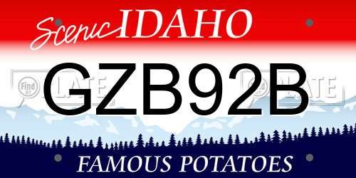 GZB92B Idaho License Plate