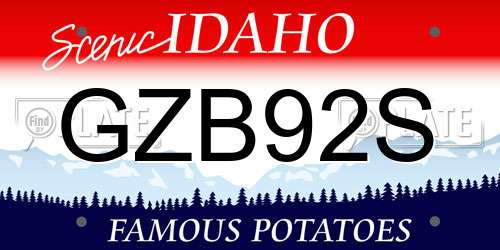 GZB92S Idaho License Plate