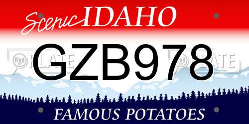 GZB978 Idaho License Plate
