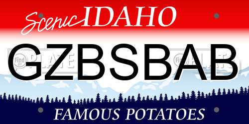 GZBSBAB Idaho License Plate