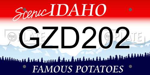 GZD202 Idaho License Plate