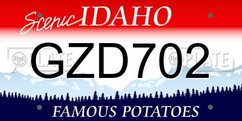GZD702 Idaho License Plate
