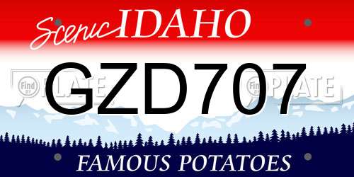 GZD707 Idaho License Plate