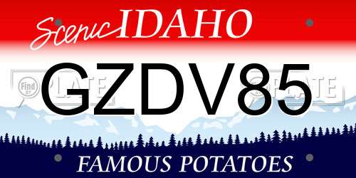 GZDV85 Idaho License Plate