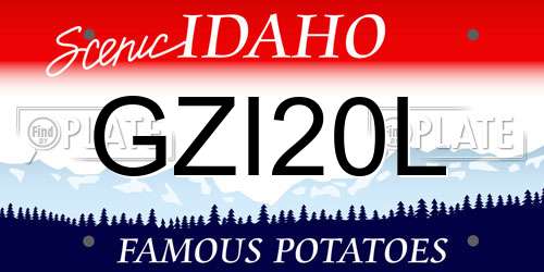 GZI20L Idaho License Plate