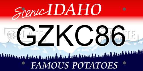 GZKC86 Idaho License Plate