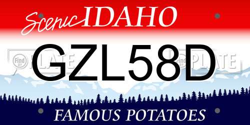 GZL58D Idaho License Plate