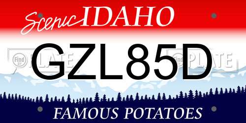 GZL85D Idaho License Plate