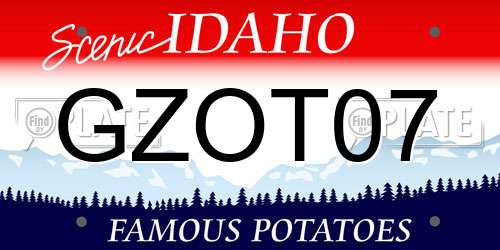 GZOT07 Idaho License Plate