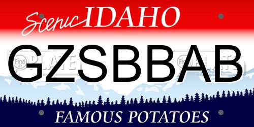 GZSBBAB Idaho License Plate