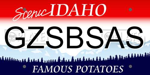 GZSBSAS Idaho License Plate