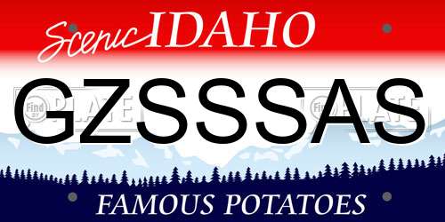 GZSSSAS Idaho License Plate