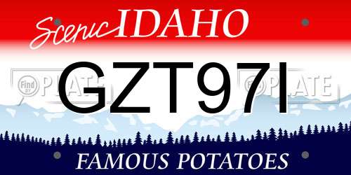 GZT97I Idaho License Plate