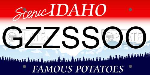 GZZSSOO Idaho License Plate