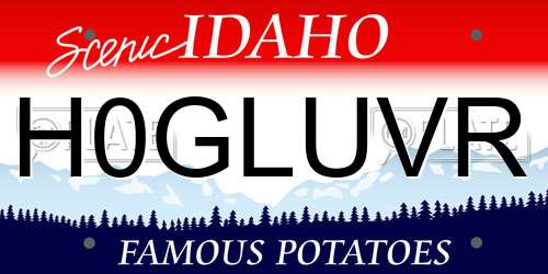 H0GLUVR Idaho License Plate