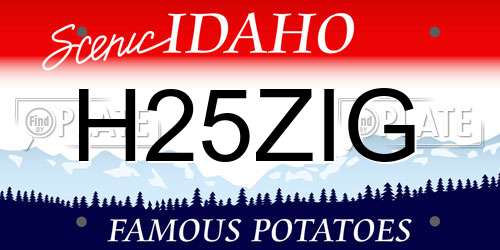 H25ZIG Idaho License Plate