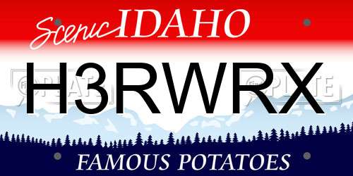 H3RWRX Idaho License Plate