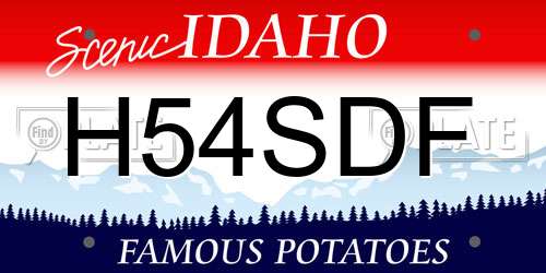 H54SDF Idaho License Plate