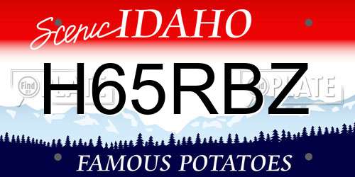 H65RBZ Idaho License Plate