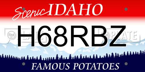 H68RBZ Idaho License Plate