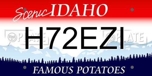 H72EZI Idaho License Plate