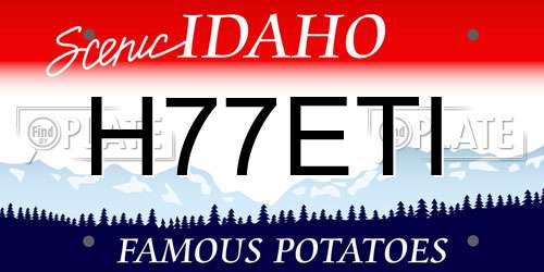 H77ETI Idaho License Plate