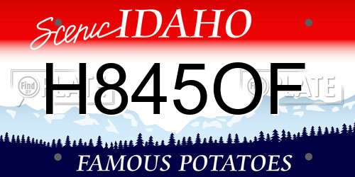 H845OF Idaho License Plate