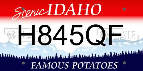 H845QF Idaho License Plate
