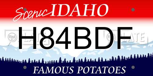 H84BDF Idaho License Plate