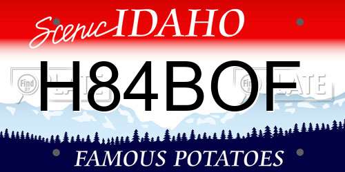 H84BOF Idaho License Plate