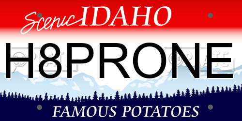 H8PRONE Idaho License Plate