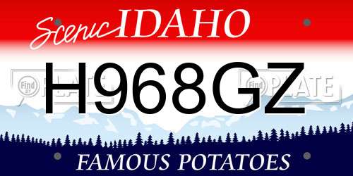 H968GZ Idaho License Plate