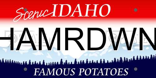HAMRDWN Idaho License Plate