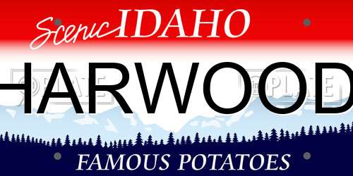 HARWOOD Idaho License Plate