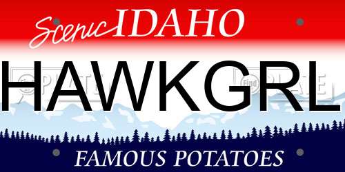 HAWKGRL Idaho License Plate