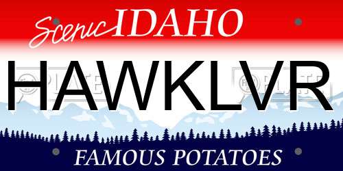 HAWKLVR Idaho License Plate