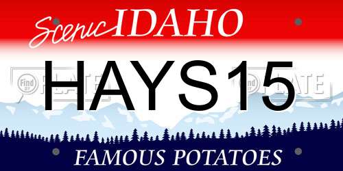HAYS15 Idaho License Plate