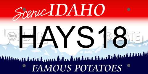 HAYS18 Idaho License Plate