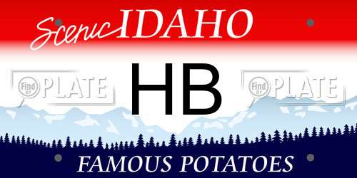 HB Idaho License Plate