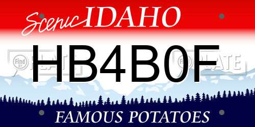 HB4B0F Idaho License Plate