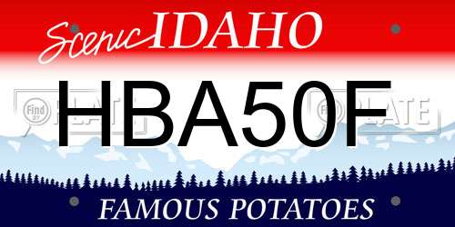 HBA50F Idaho License Plate
