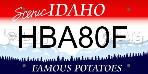 HBA80F Idaho License Plate