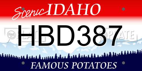 HBD387 Idaho License Plate